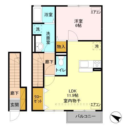 コンフォール奏(1LDK/2階)の間取り写真