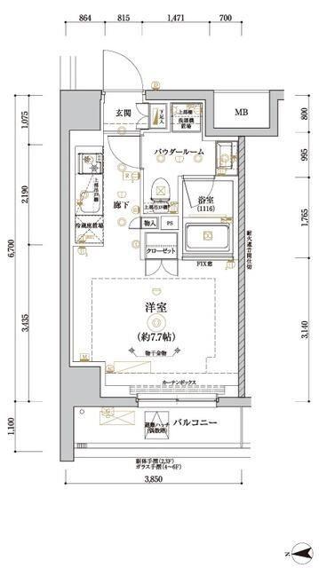 リルシアシティ北新宿(ワンルーム/6階)の間取り写真