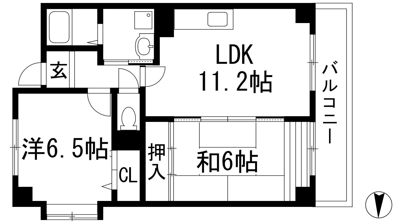 ファミリアル門戸(2LDK/3階)の間取り写真