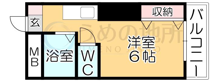 トマトハイツ(ワンルーム/3階)の間取り写真