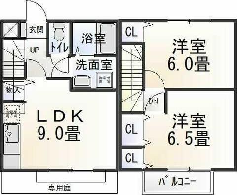 名鉄三河線 刈谷市駅 徒歩13分 2階建 築29年(2DK/1階)の間取り写真