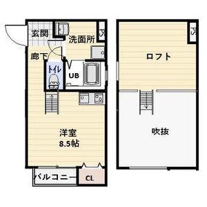 FOR REALIZE友井(ワンルーム/1階)の間取り写真