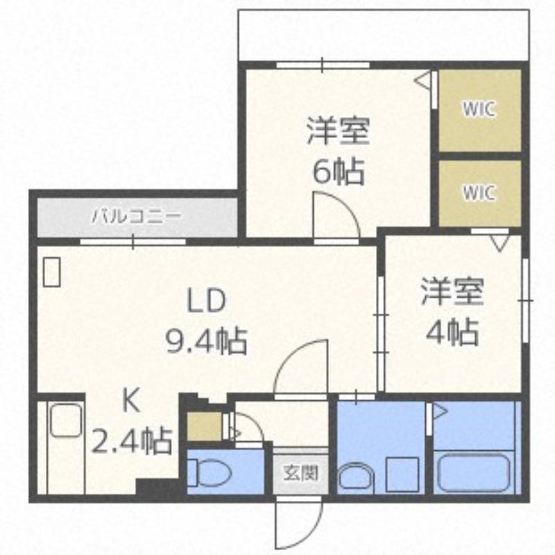 レガリア美園(2LDK/4階)の間取り写真