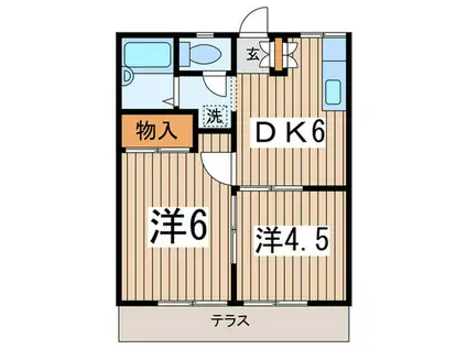 リミアール弥生台(2DK/1階)の間取り写真