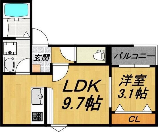 LECOCON上飯田(1LDK/1階)の間取り写真