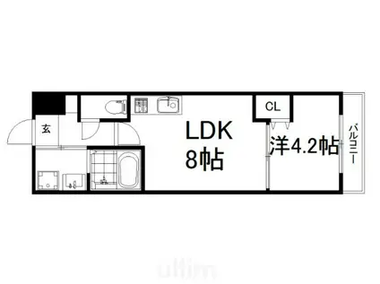 サクシード伏見車町1ST(1LDK/5階)の間取り写真