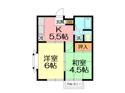 早乙女ハイム(2DK/1階)の間取り写真