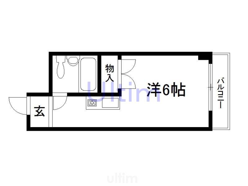 京阪本線 墨染駅 徒歩4分 3階建 築35年(1K/3階)の間取り写真