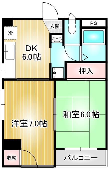 リアライズ三郷(2DK/3階)の間取り写真