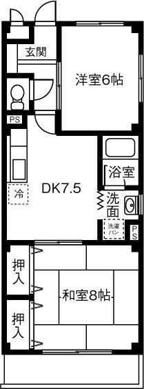ハイツニュー大地(2DK/1階)の間取り写真