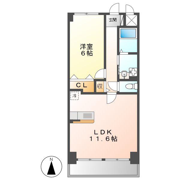 リアライズ稲永駅前(1LDK/4階)の間取り写真