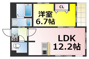 ゆーとぴあ(1LDK/4階)の間取り写真