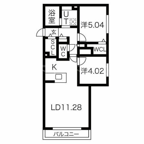 CULMINATION学園前(2LDK/1階)の間取り写真
