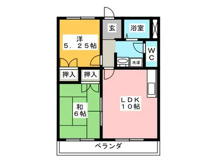 ガーデンロイヤル A棟(2LDK/2階)の間取り写真