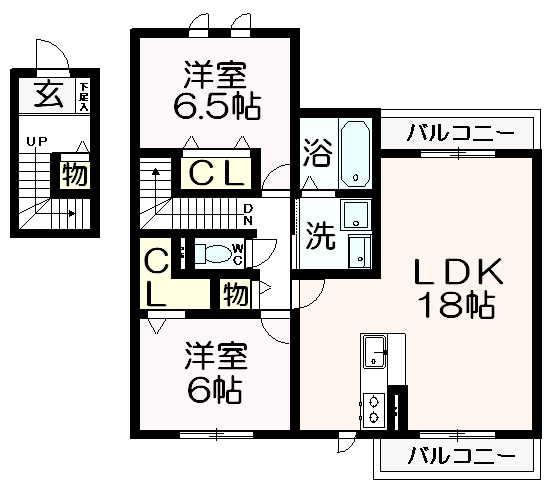 松韻舎D棟(2LDK/2階)の間取り写真