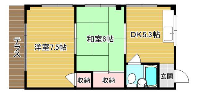 津田ハイツ(2DK/1階)の間取り写真