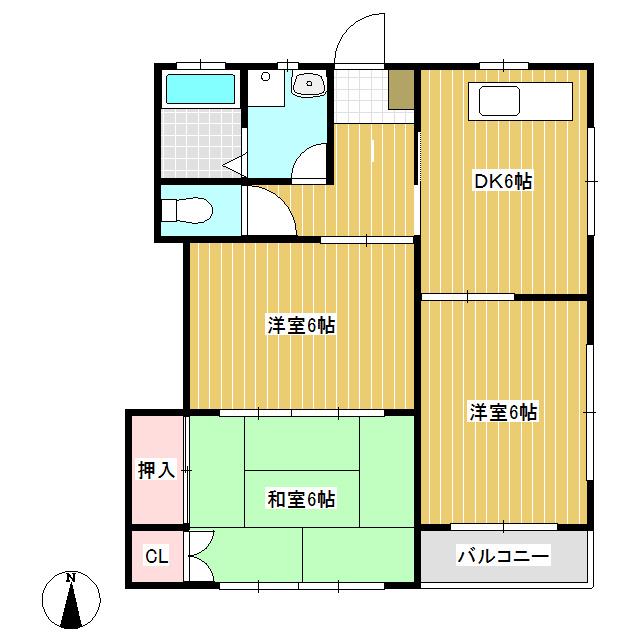 レーベルハイツ(3DK/2階)の間取り写真