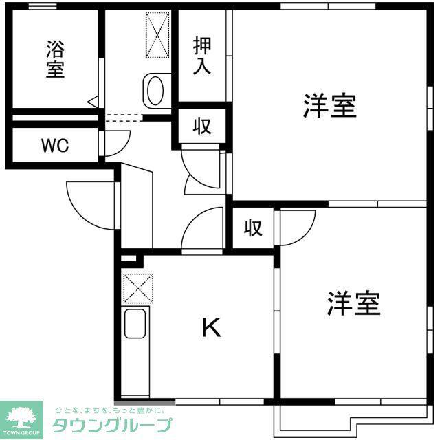 ハイツレインボーC(2DK/2階)の間取り写真