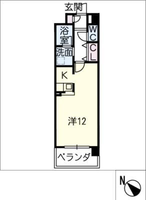 マンション夢想(ワンルーム/3階)の間取り写真