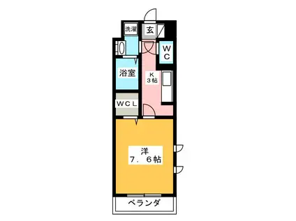 プルミエール台(1K/2階)の間取り写真