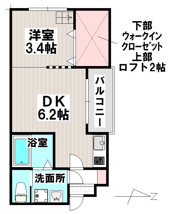 サンライズ豊田(1DK/3階)の間取り写真