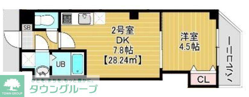 レスパス北松戸(1DK/2階)の間取り写真