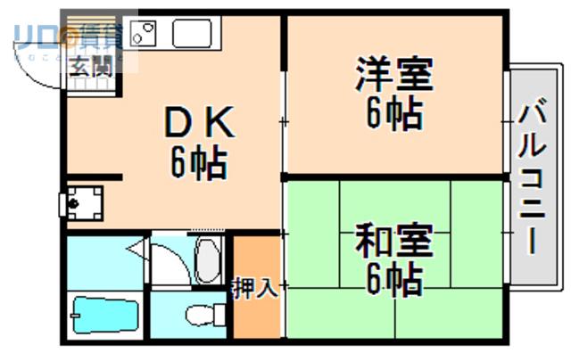ハイツモーニンググローリー(2DK/2階)の間取り写真