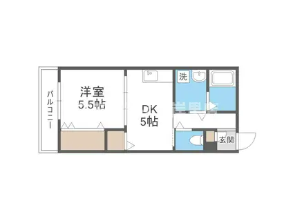 エルサ住之江(1DK/1階)の間取り写真