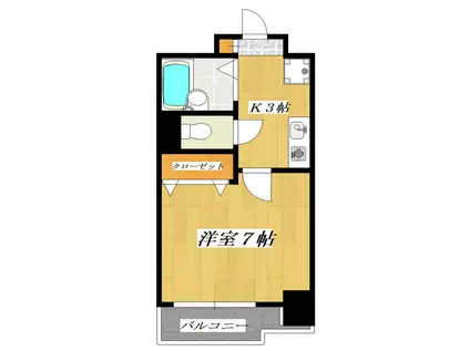 光井グランドハイツII(1K/3階)の間取り写真