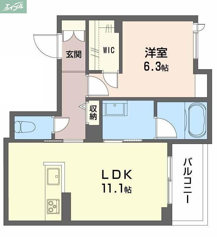 アメリス(1LDK/3階)の間取り写真