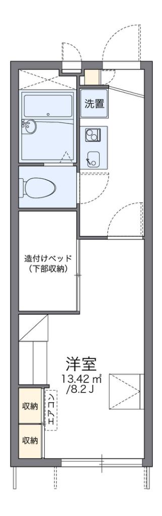 レオパレスクレール藤が尾I(1K/1階)の間取り写真