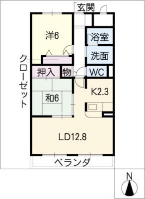 フォーサイト南鶉(2LDK/4階)の間取り写真
