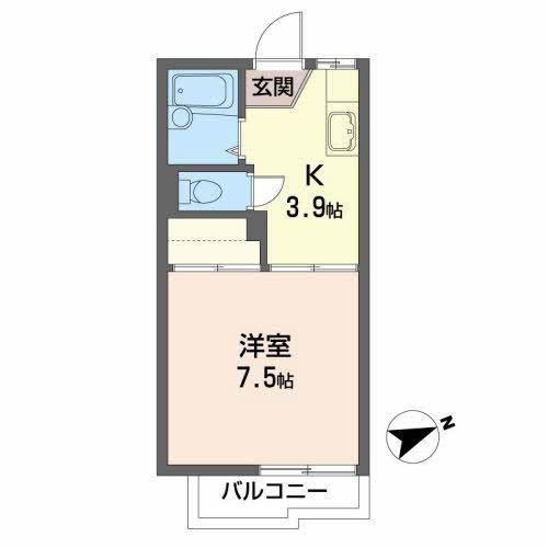 サンハイツ野田B(1K/2階)の間取り写真
