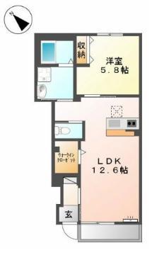 サンコートKII(1LDK/1階)の間取り写真