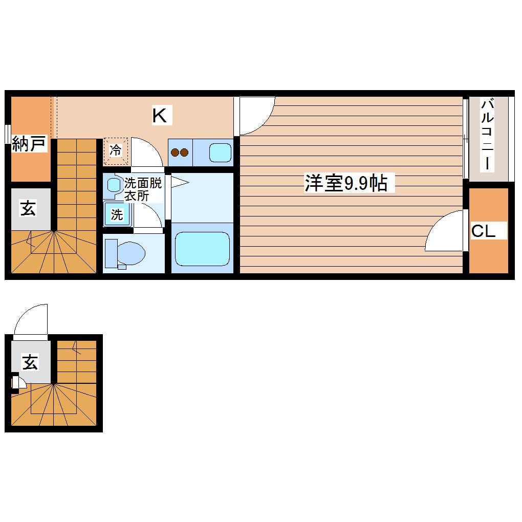プランドール杜(1K/2階)の間取り写真