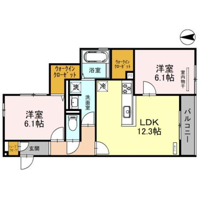 トミージュケヤキ(2LDK/3階)の間取り写真