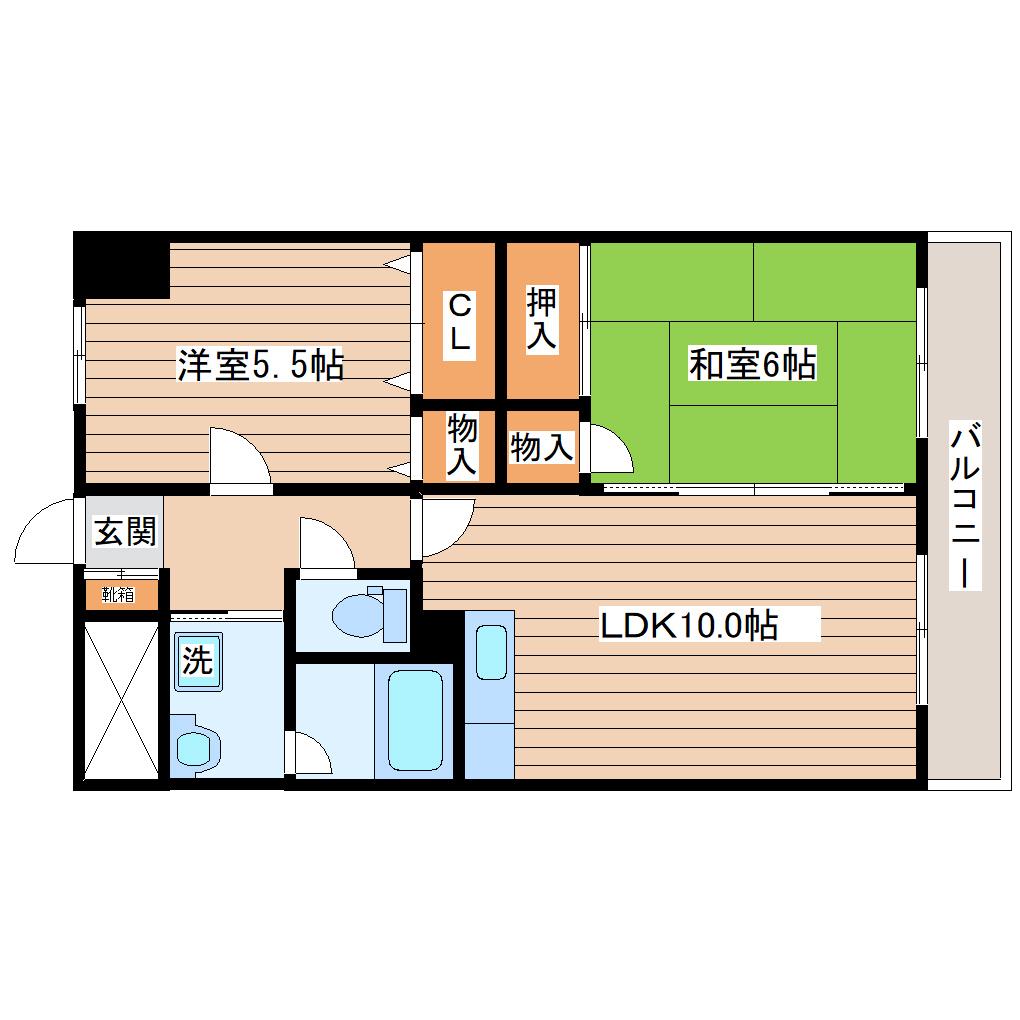 アイーラ渡辺(2LDK/1階)の間取り写真