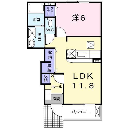 プログレスA(1LDK/1階)の間取り写真