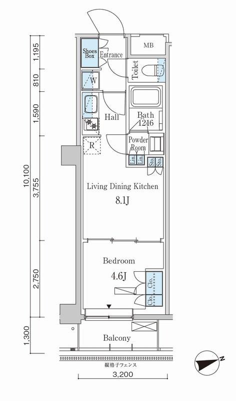 パークアクシス市谷左内町(1LDK/1階)の間取り写真