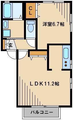 ウィン中浦和Ⅱ(1LDK/2階)の間取り写真