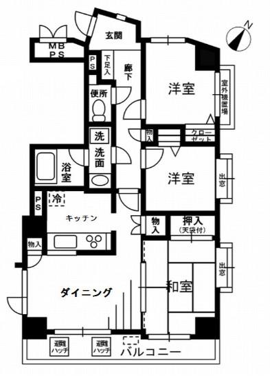 ライオンズマンション千葉駅南(3DK/4階)の間取り写真