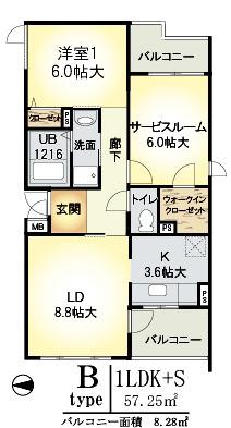 ツインキューブS棟(1SLDK/1階)の間取り写真