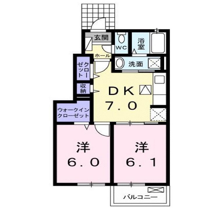 ベーネソプラ B(2DK/1階)の間取り写真