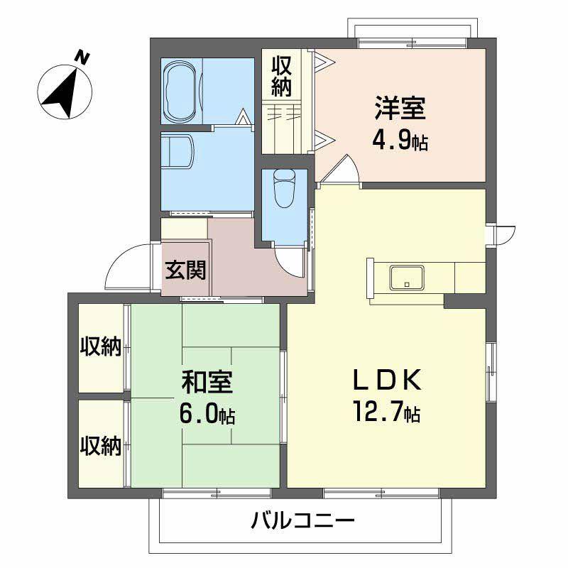 ILEXHEIM U棟(2LDK/2階)の間取り写真