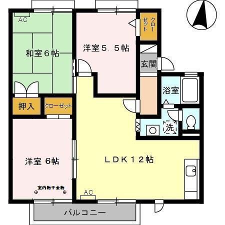 パインハイム A(3LDK/1階)の間取り写真