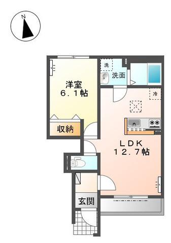 LEBEN清流 レーベンセイリュウ(1LDK/1階)の間取り写真