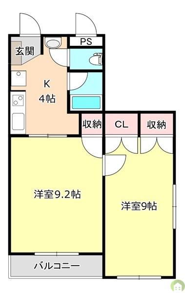 KSガーデン住吉I(2K/2階)の間取り写真