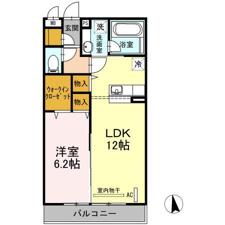 ペアハピネス(1LDK/3階)の間取り写真