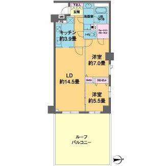 カスタリア高輪(2LDK/2階)の間取り写真
