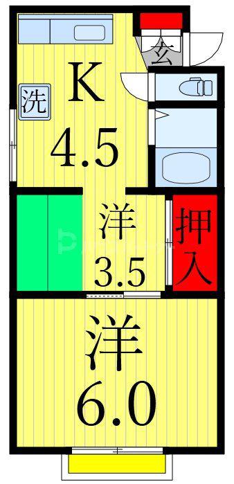 行徳・石田マンション(2K/2階)の間取り写真